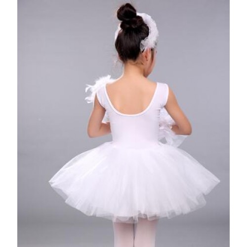 Girls tutu ballet dresses paillette white swan lake competition stage performance dress skirts 